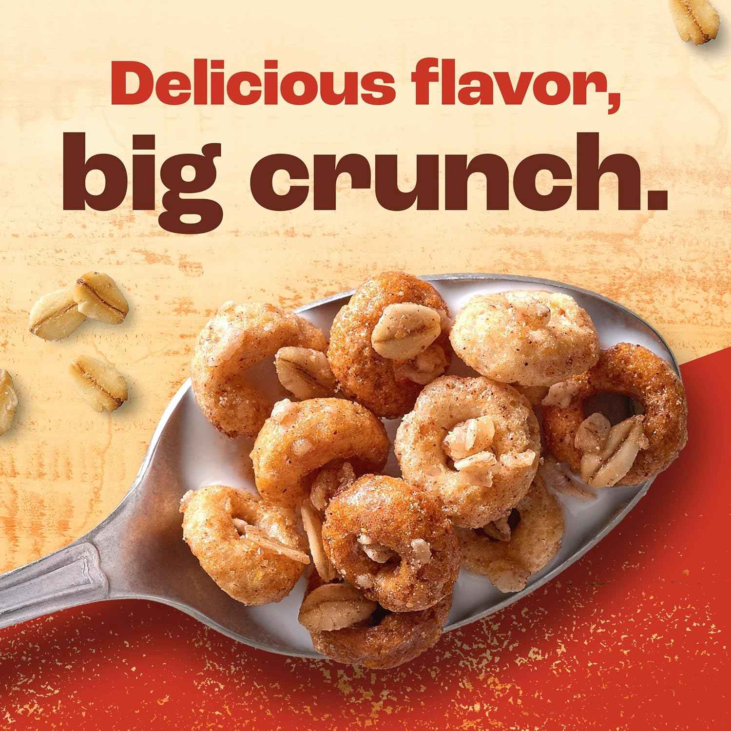 Cheerios Oat Crunch Cinnamon Breakfast Cereal – Whole Grain Office Snack and Post-Workout Fuel for Health-Conscious Routines, 24 oz Box