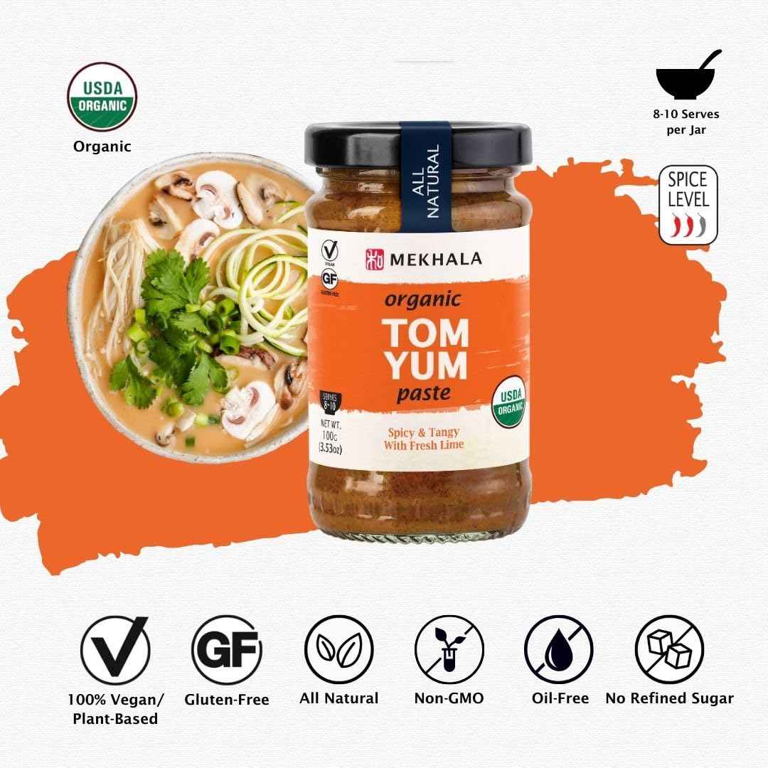 Mekhala Organic Tom Yum Paste – Thoughtful Gourmet Gift for Foodie Friends and Home Chefs, Vegan Gluten-Free Asian Pantry
