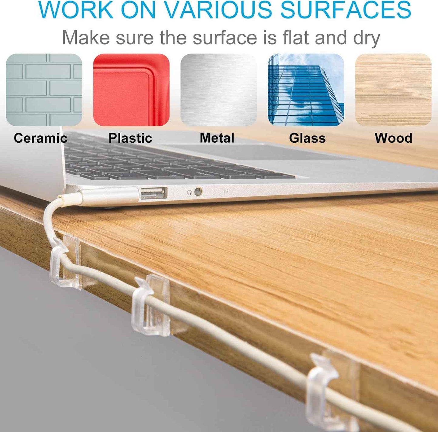 CordGrip Pro Clear Cable Clips – Invisible Wire Management for a Clean, Uncluttered Home