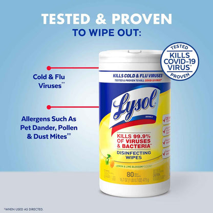 Lysol Disinfecting Wipes Bundle – Thoughtful Housewarming Gift for New Apartment Owners, Ready-to-Use All-Purpose Cleaning Set, 80 Count