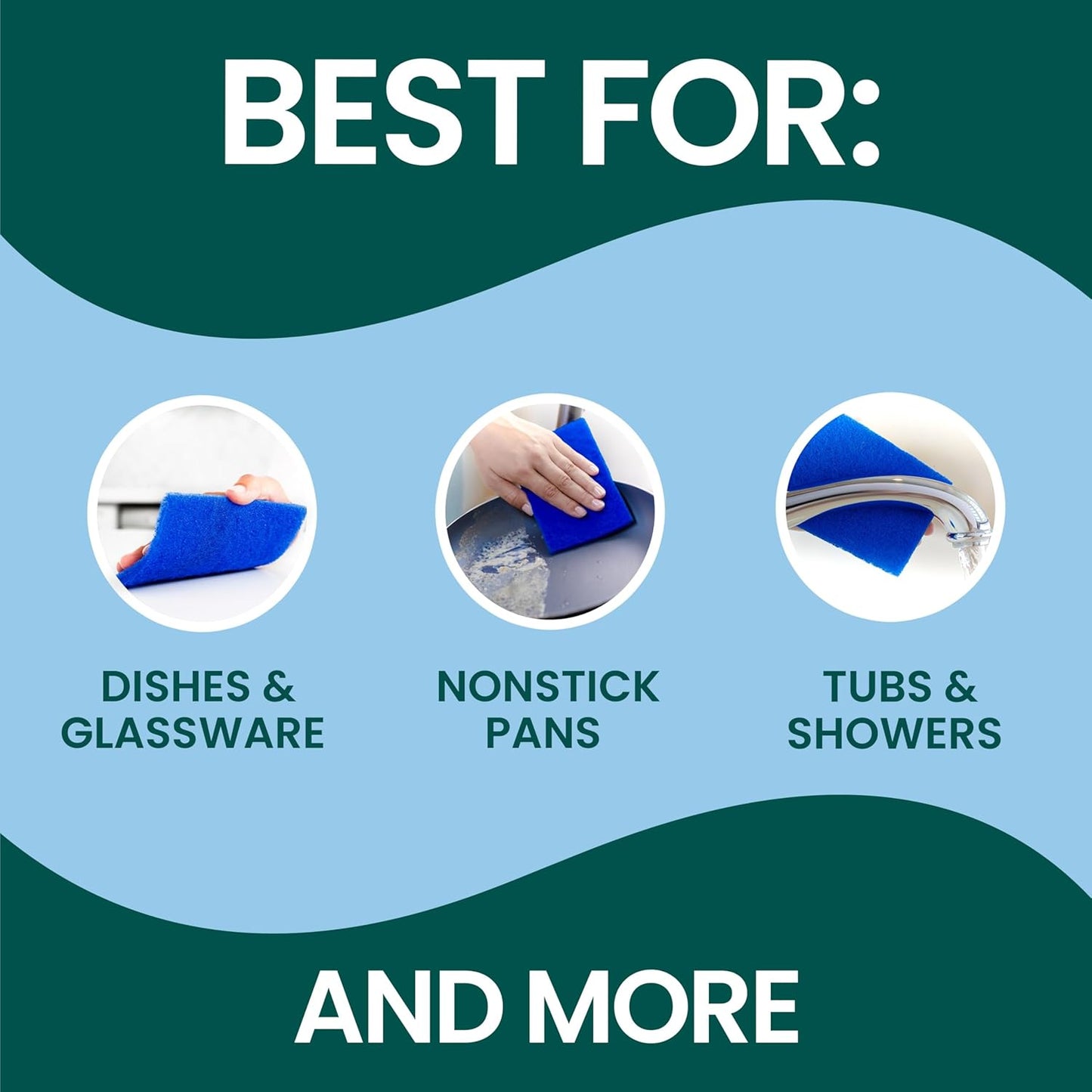 multi-surface versatility covering dishes, countertops, tubs, and showers