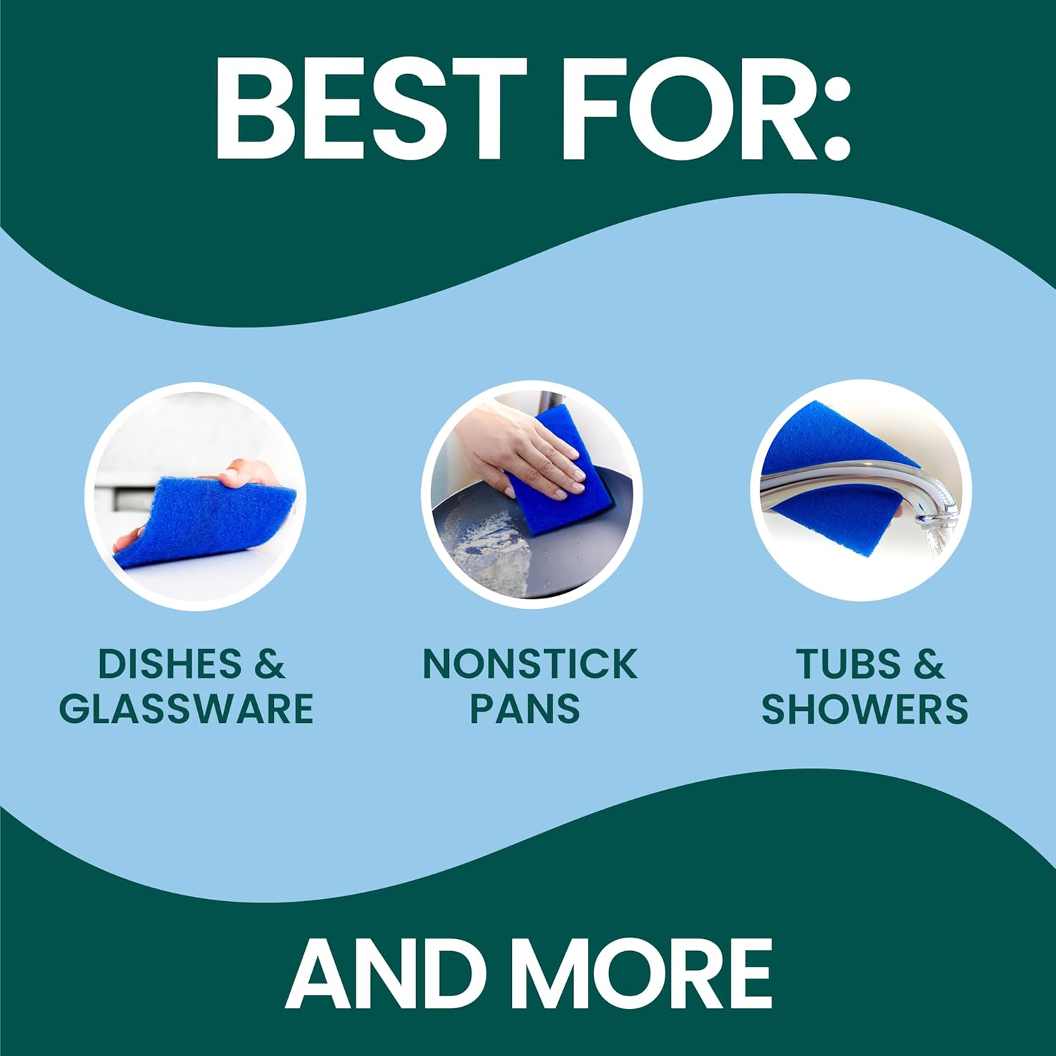 multi-surface versatility covering dishes, countertops, tubs, and showers