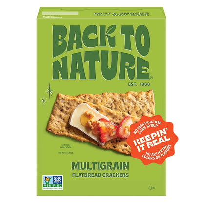 Back to Nature Multigrain Flax Seeded Flatbread Crackers – Portable Cracker for Picnic Cheese Plates