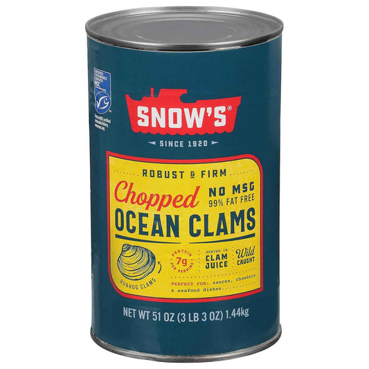 Snow's Ocean Chopped Clams 51 oz Can - Lean 7g Protein for Keto and Low-Carb Wellness Meals at Home