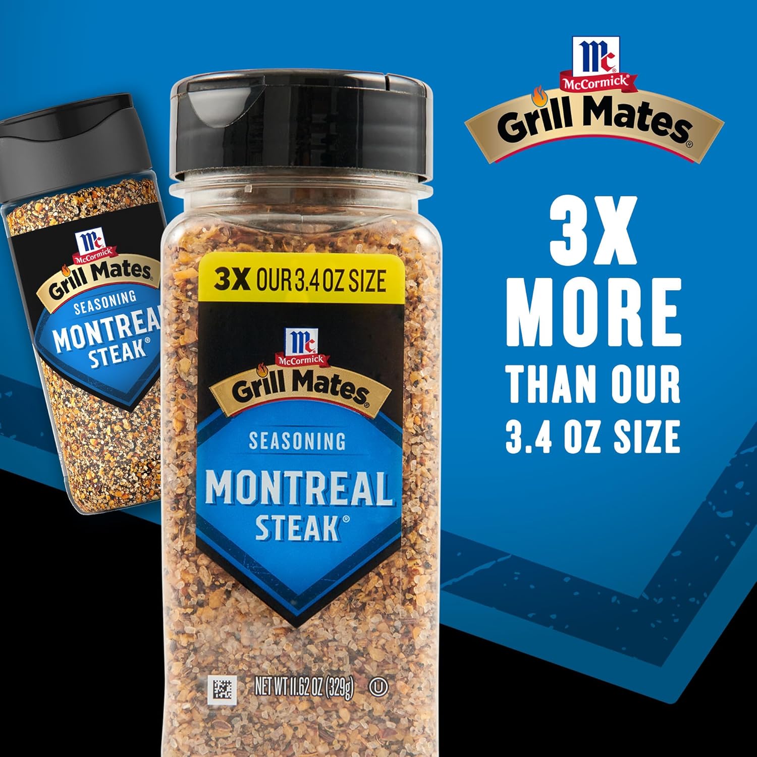 multiple format options: 3.4 oz shaker in a pack of 6, 6.37 oz bottle, and 11.62 oz family-size