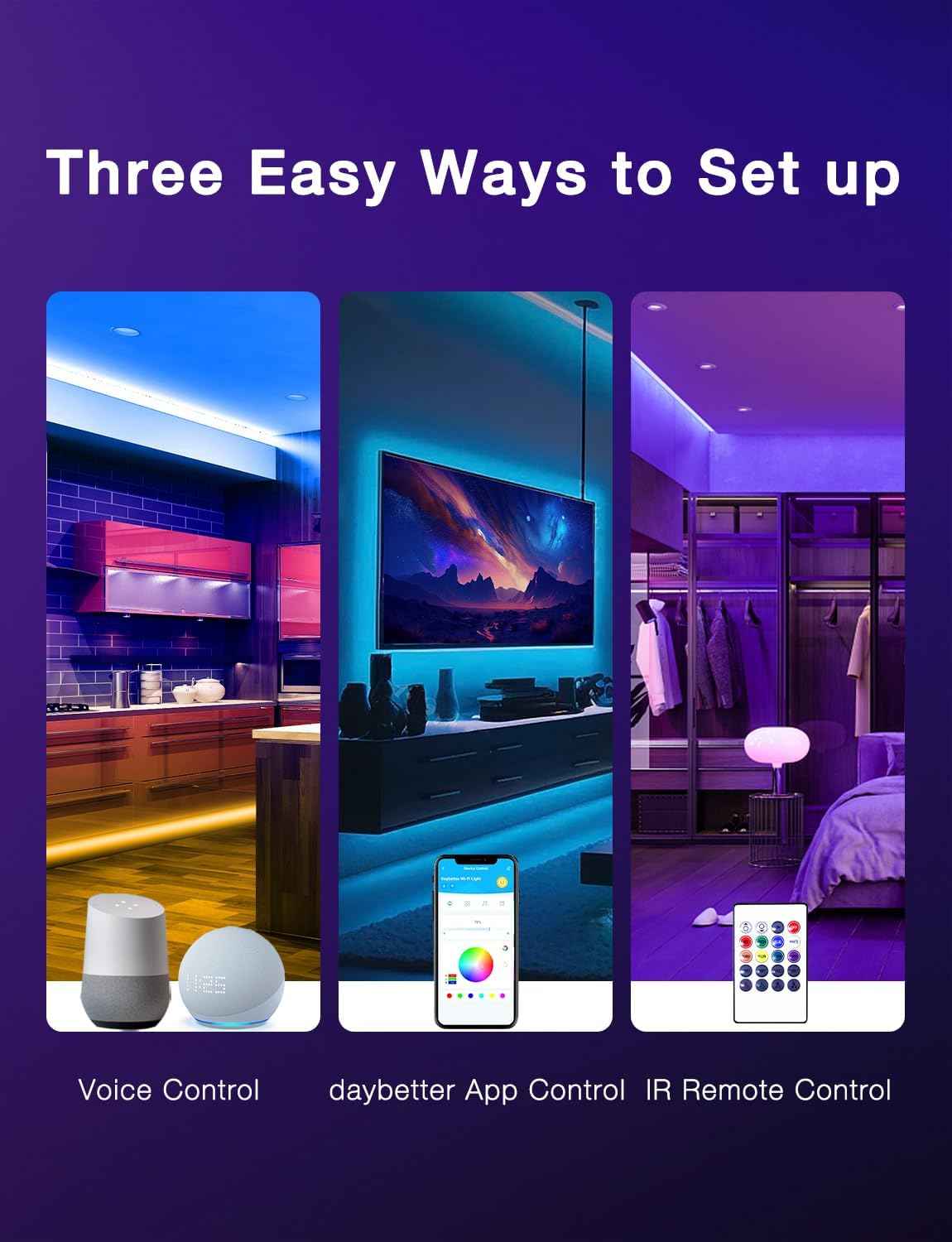 DAYBETTER LED Strip Lights Housewarming Gift – 16 Million Color WiFi Smart Light with Music Sync for Any Room