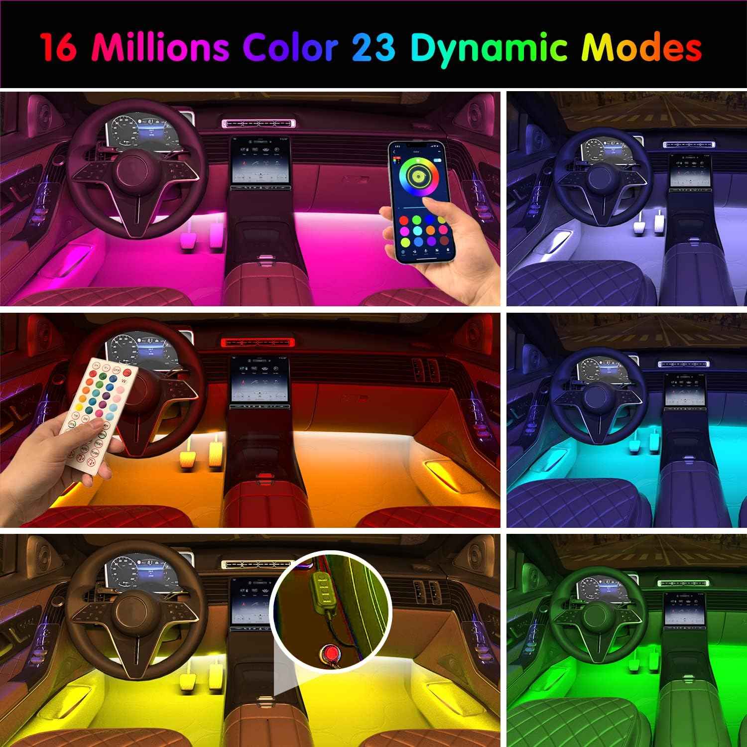 Keepsmile Premium Interior Car Lights – High End RGB Cabin Lighting, 16M Colors with App and RF Remote