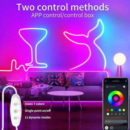 Lumichrome Neon LED Strip Light – Bedroom Aesthetic Decor, Music Sync Ambient Lighting for Living Room