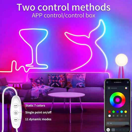 Lumichrome Neon LED Strip Light – Bedroom Aesthetic Decor, Music Sync Ambient Lighting for Living Room
