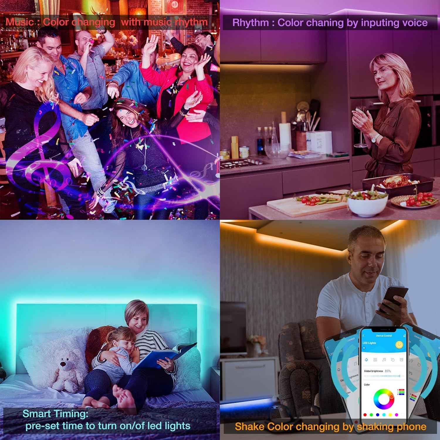 DAYBETTER 100ft LED Light Strips Housewarming Gift, Music Sync Color Changing Smart Lights for Living Room Party and Holiday Celebrations