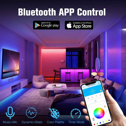 DAYBETTER LED Strip Lights 50ft – Modern Bedroom Decor with App-Controlled Color Changing