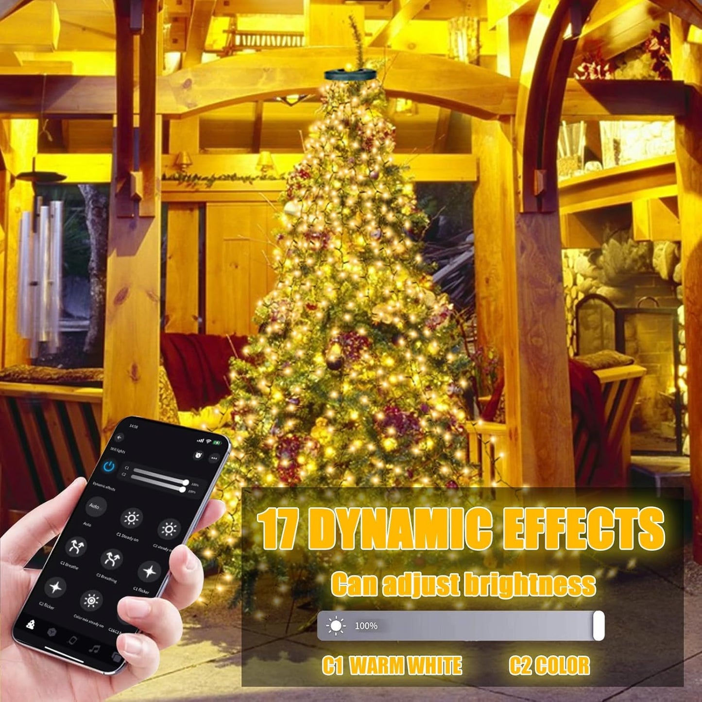 music sync with 3 audio sources (app music, phone mic, device mic) and 10 music-reactive modes