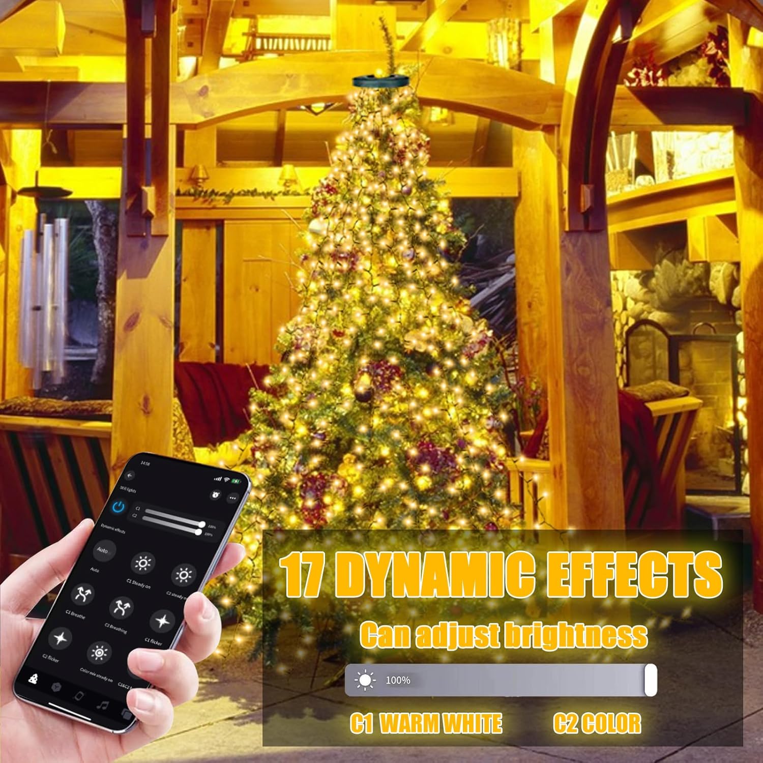 music sync with 3 audio sources (app music, phone mic, device mic) and 10 music-reactive modes
