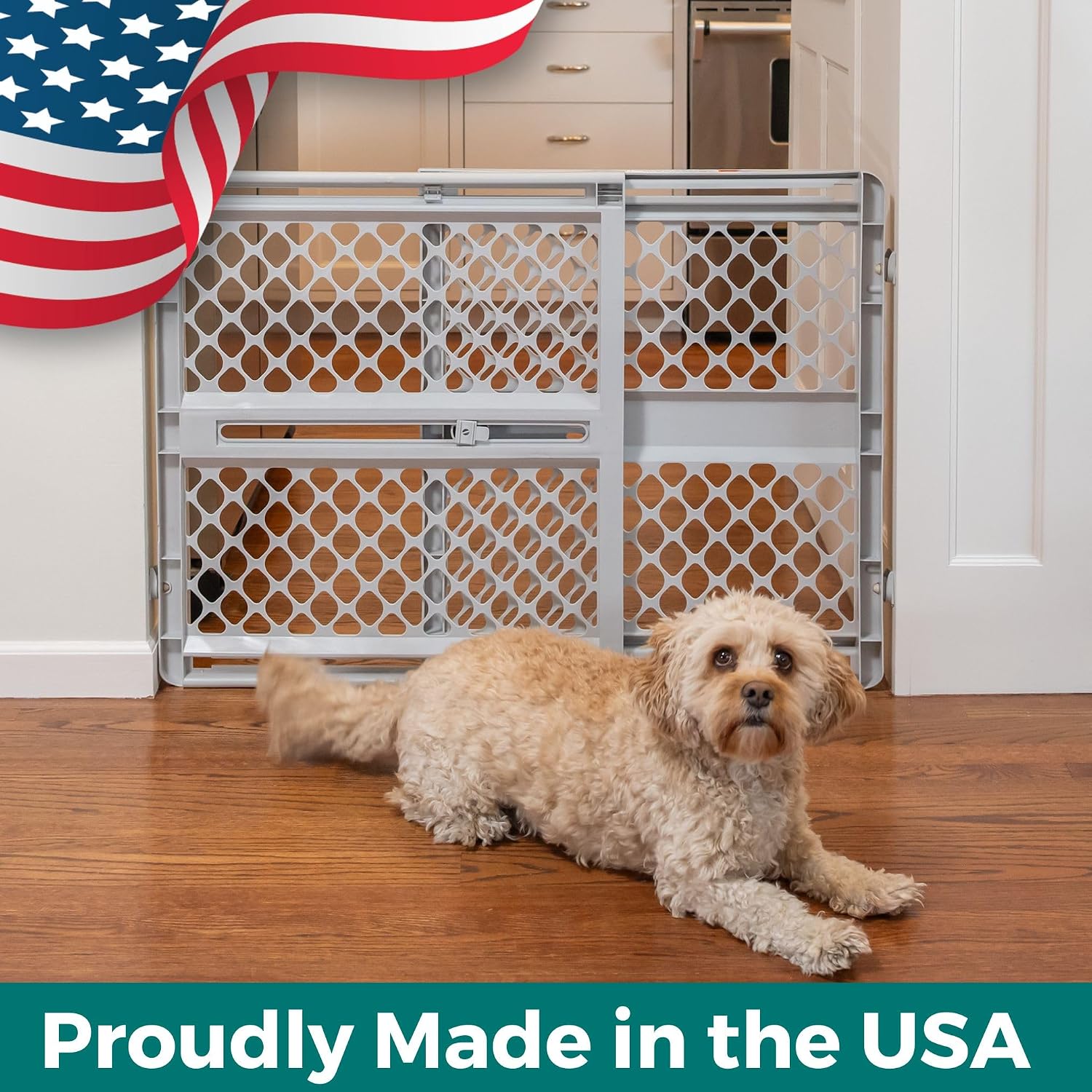 MYPET Universal Pet Gate – Child and Pet Safety Gate for Nursery Doorways and Playrooms, Pressure or Hardware Mount, Gray