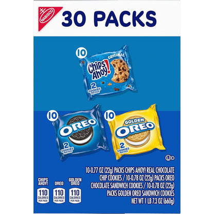 Nabisco Sweet Treats Cookie Variety Pack – School Lunchbox Snack for Kids, 30 Pouches of OREO & CHIPS AHOY!