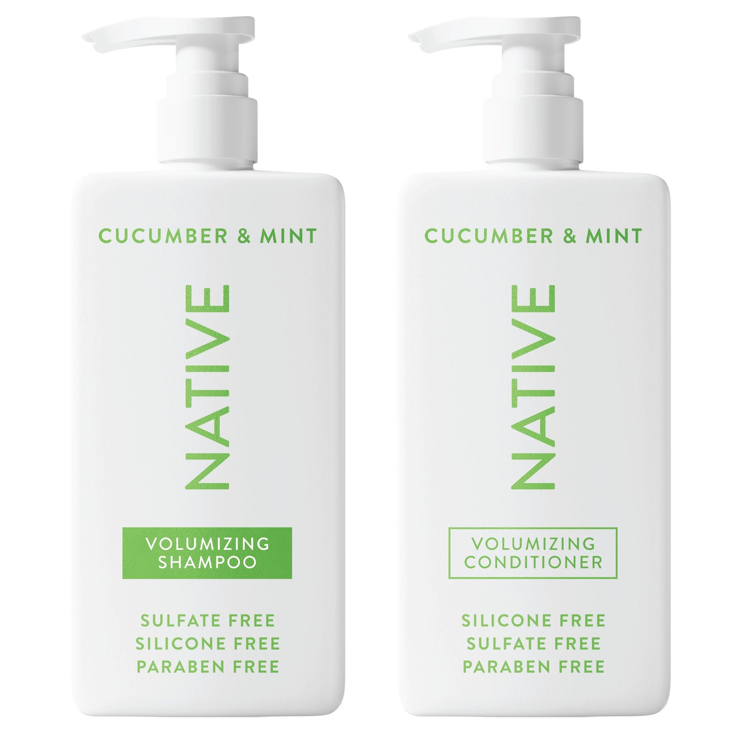 Native Shampoo and Conditioner Contain Naturally Derived Ingredients | All Hair Type Color &amp;amp; Treated From Fine to Dry Damaged, Sulfate &amp;amp; Dye Free - Cucumber &amp;amp; Mint, 16.5 fl oz each (2 pack)