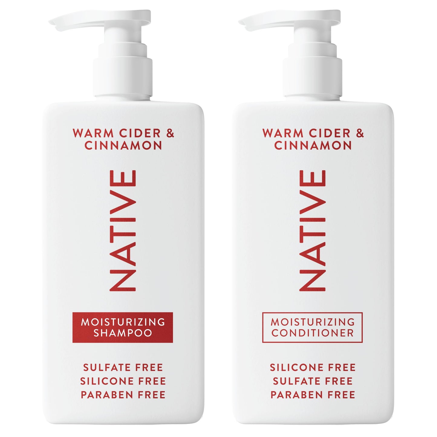 Native Warm Cider &amp;amp; Cinnamon Shampoo and Conditioner Contain Naturally Derived Ingredients | All Hair Types, Color &amp;amp; Treated, Fine to Dry Damaged, Sulfate &amp;amp; Dye Free - 2-Pack