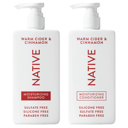 Native Warm Cider &amp;amp; Cinnamon Shampoo and Conditioner Contain Naturally Derived Ingredients | All Hair Types, Color &amp;amp; Treated, Fine to Dry Damaged, Sulfate &amp;amp; Dye Free - 2-Pack