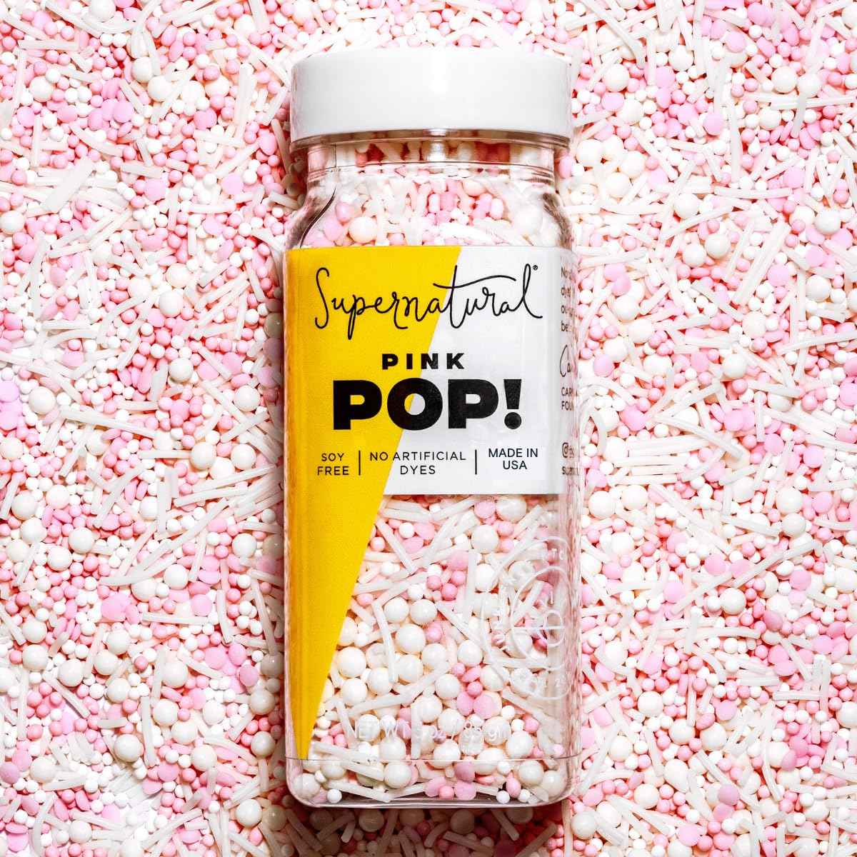 Pink Pop! Natural Nonpareils Sprinkles by Supernatural – Lunchbox Treats for Kids, Dye-Free Cupcake Topping