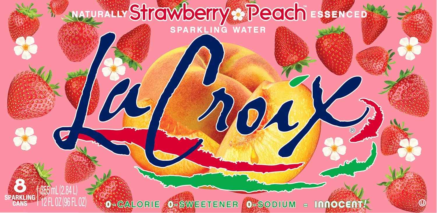 La Croix Strawberry Peach Sparkling Water – Portable Trail Picnic Beverage for Outdoor Dining