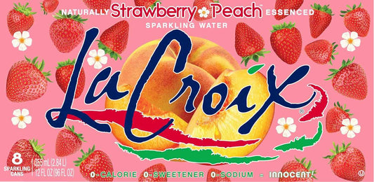La Croix Strawberry Peach Sparkling Water – Portable Trail Picnic Beverage for Outdoor Dining