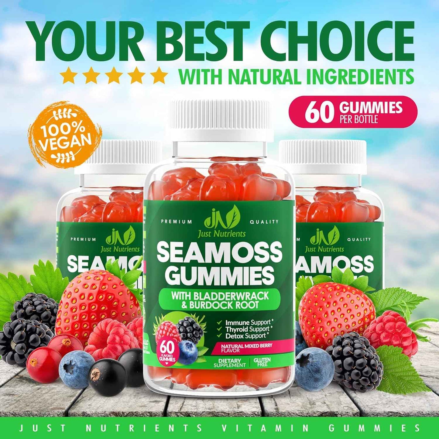 Sea Moss 3000mg Gummies - Clean-Label Supplement for the Clutter-Free Kitchen Counter