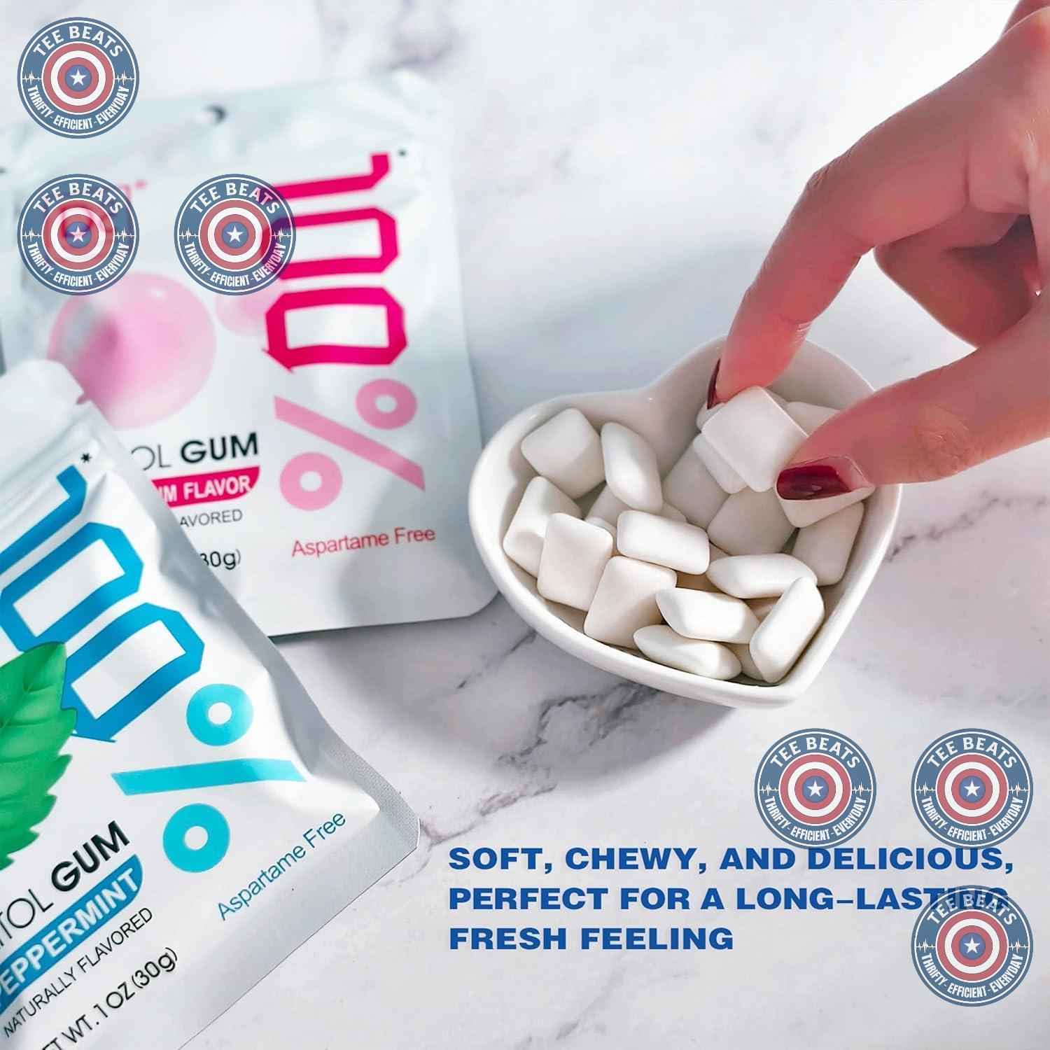 DC24 DAILY CARE 100% Xylitol Gum – Resealable Travel Pack Chewing Gum for Camping and Hiking