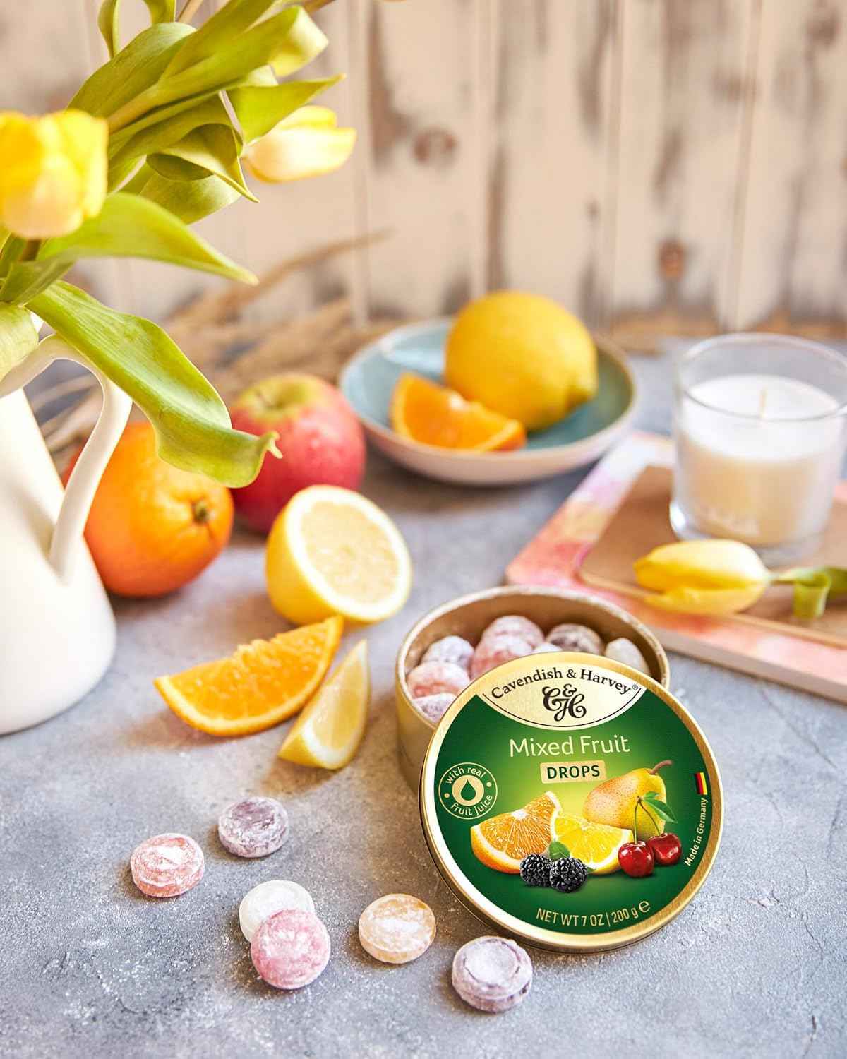 Cavendish & Harvey Real Fruit Juice Hard Candy in Keepsake Tin – Mindful Afternoon Sweet for a Slow Living Ritual