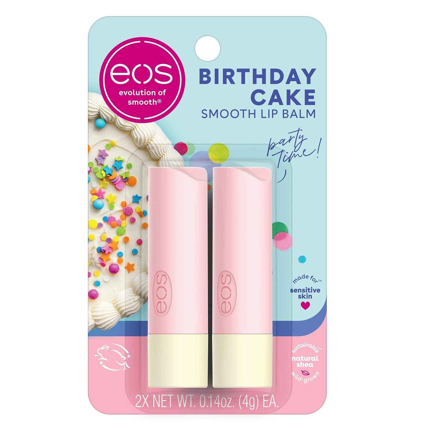 eos Natural Shea Lip Balm Birthday Cake – Affordable Birthday Gift for Mom and Friends, 2-Pack Travel Size