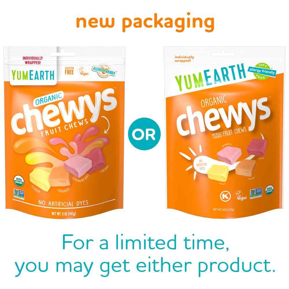 YumEarth Organic Chewys Non GMO Candy – Clean Ingredient Snack for Families Avoiding Artificial Dyes
