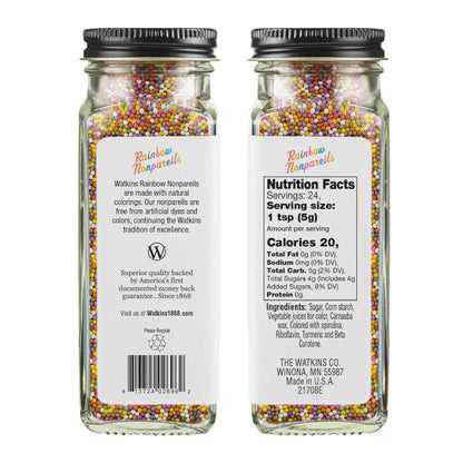 Watkins Gourmet Rainbow Nonpareils Sprinkles – Thoughtful Gift Jar for Home Bakers Hosting Holiday and Passover Dessert Tables
