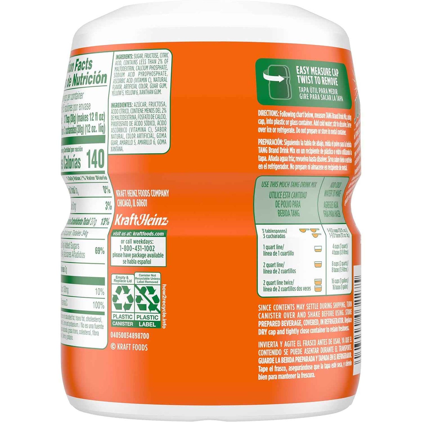 Tang Powdered Orange Drink Mix 20 oz Canister – Quick Office Beverage for Break Room and Focus Sessions