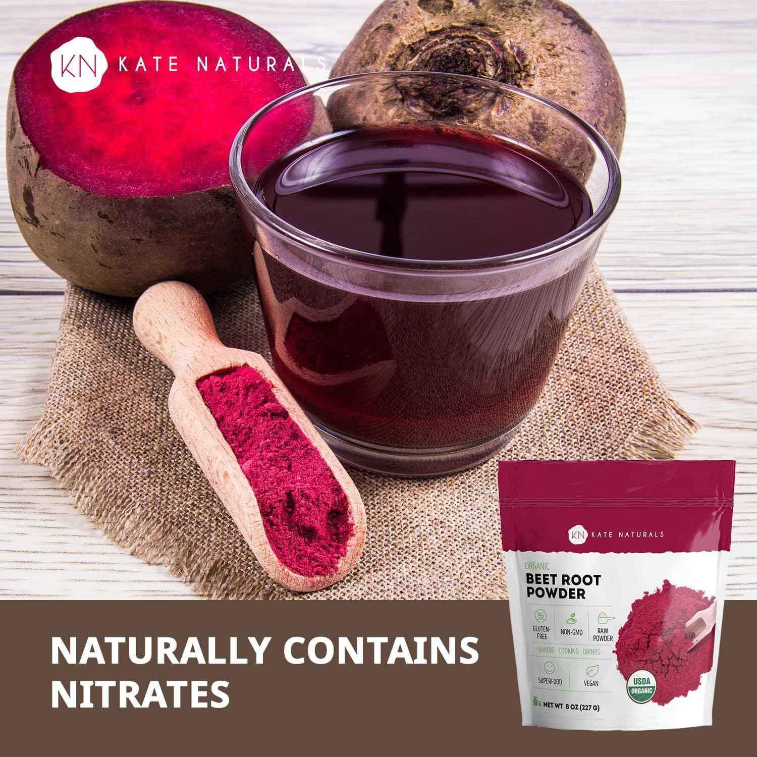 Kate Naturals Organic Beet Root Powder for Smoothies – Nutrient Boost for Morning Self-Care Ritual