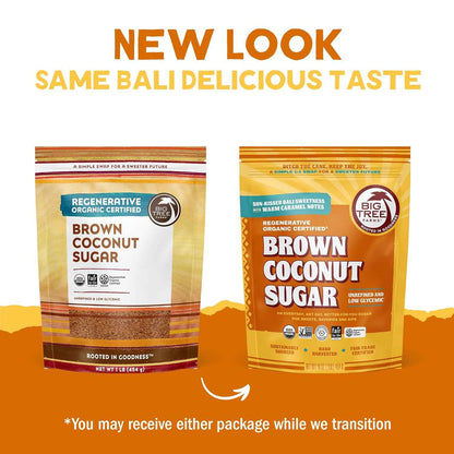 Big Tree Farms Organic Brown Coconut Sugar – Family-Friendly Sweetener for Kid Snack Time, 1 lb