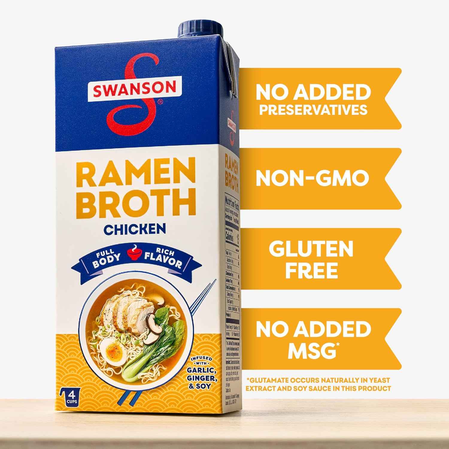Swanson Ramen Chicken Broth – Thoughtful Pantry Gift for Home Cooks and Asian Cuisine Lovers, 32 oz Carton