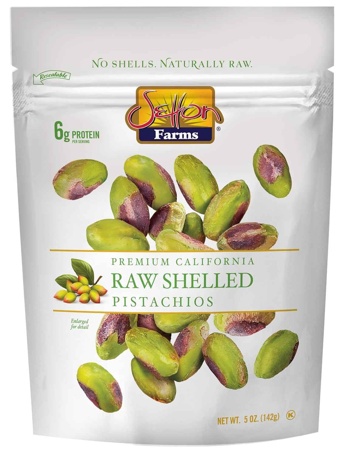 Setton Farms Raw Shelled Pistachios – Resealable 5 oz Pouch for Clutter-Free Pantry and Clean Kitchen Storage