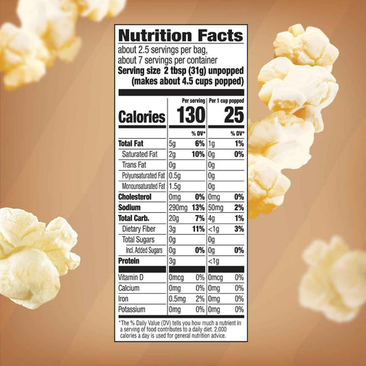Orville Redenbacher's Naturals Microwave Popcorn – Clean-Label Snack for Mindful Living, 6 Single-Serve Bags