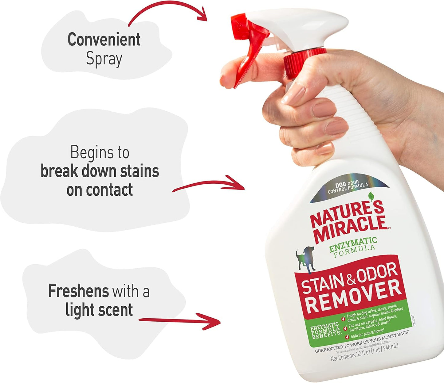 Nature’s Miracle Stain and Odor Remover Dog, 32 Ounces – Aromatherapy-Friendly Odor Remover for Yoga and Reading Rooms