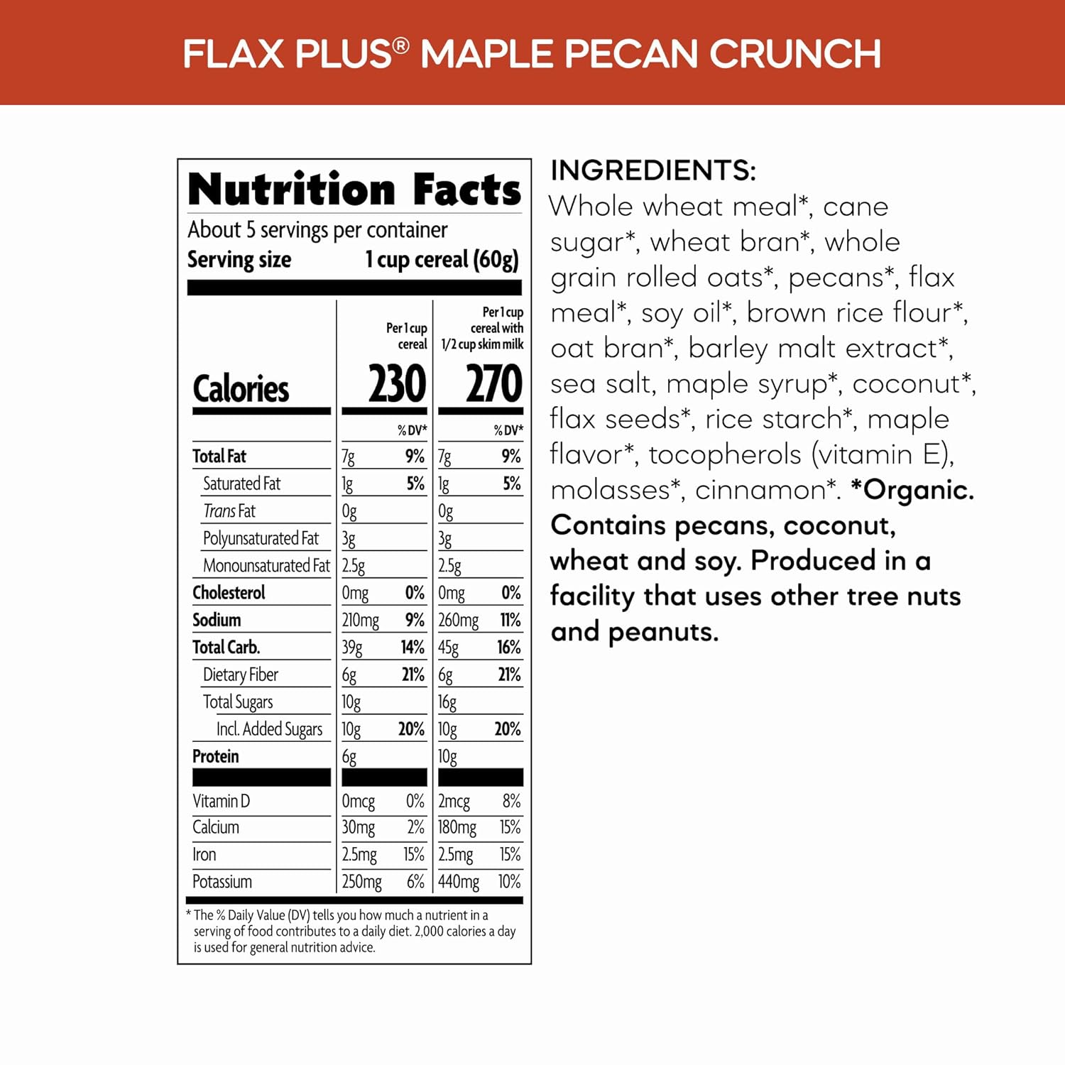Nature's Path Organic Flax Plus Maple Pecan Crunch Cereal – Clean-Label Breakfast Bowl for Mindful Mornings
