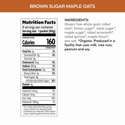 Nature's Path Organic Instant Oatmeal – Clean-Label Breakfast for Mindful Mornings, Brown Sugar Maple