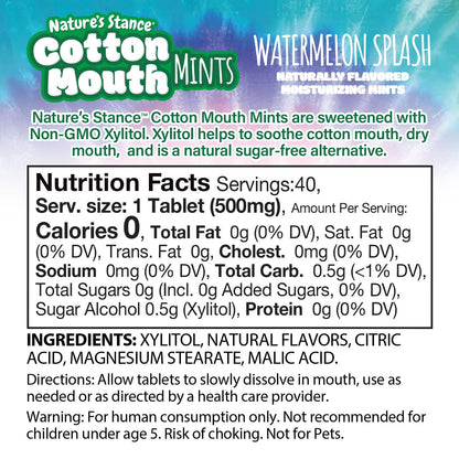 Nature's Stance Cotton Mouth Xylitol Mints – Sugar-Free Dry Mouth Relief Lozenges for Bedside Wind-Down and Self-Care Routines