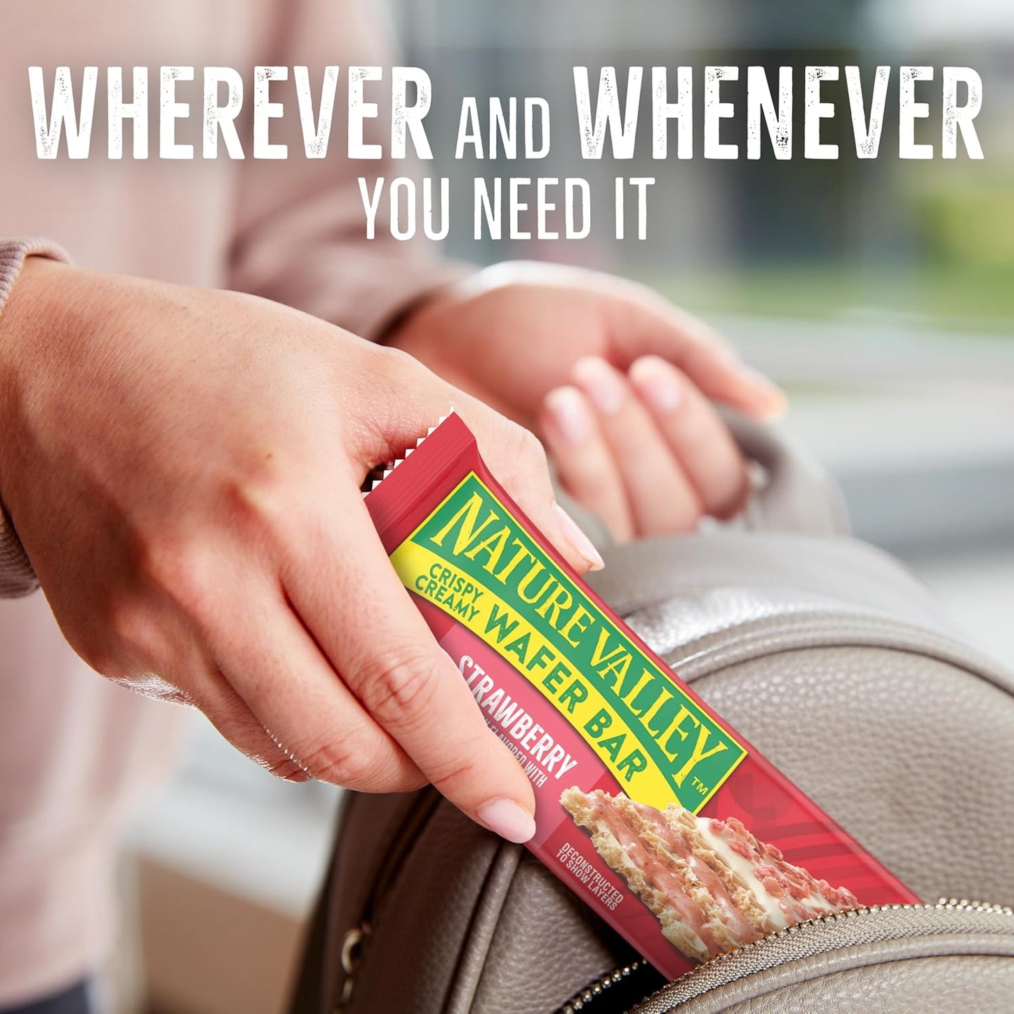 Nature Valley Crispy Creamy Wafer Bars – Strawberry Lunchbox Snack for Kids' School Meals, Whole Grain 5-Count Box