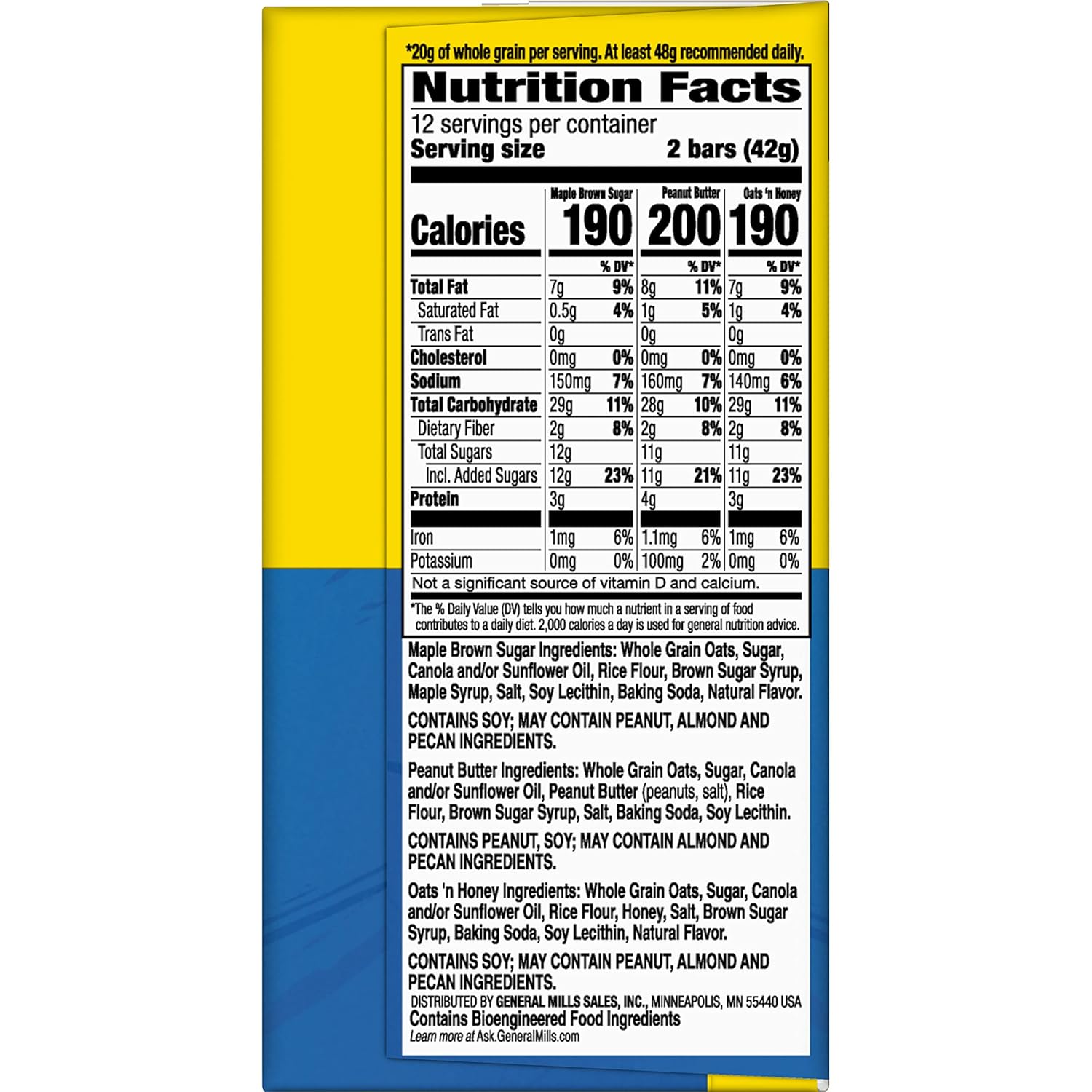 Nature Valley Crunchy Granola Bars – Hiking Trail Energy Snack, Portable Two-Bar Pouches