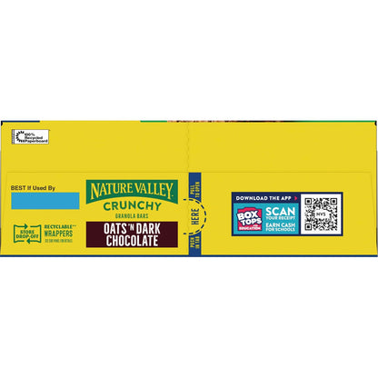 Nature Valley Crunchy Granola Bars, Oats 'n Dark Chocolate – Clean-Ingredient Lunch Box Snack for School Kids