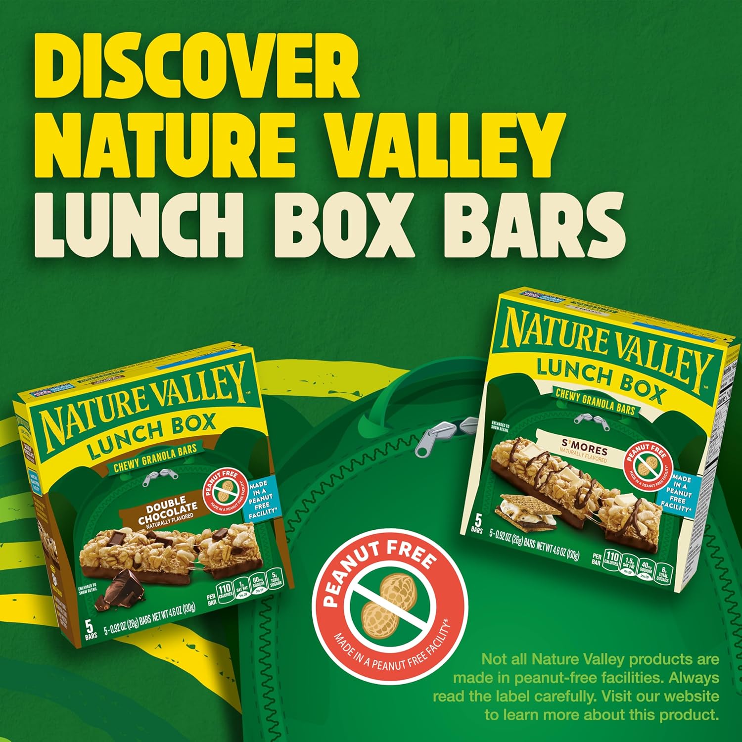 Nature Valley Peanut-Free S'mores Granola Bars – Allergy-Safe Snack Made in Dedicated Nut-Free Facility, 5 Bars