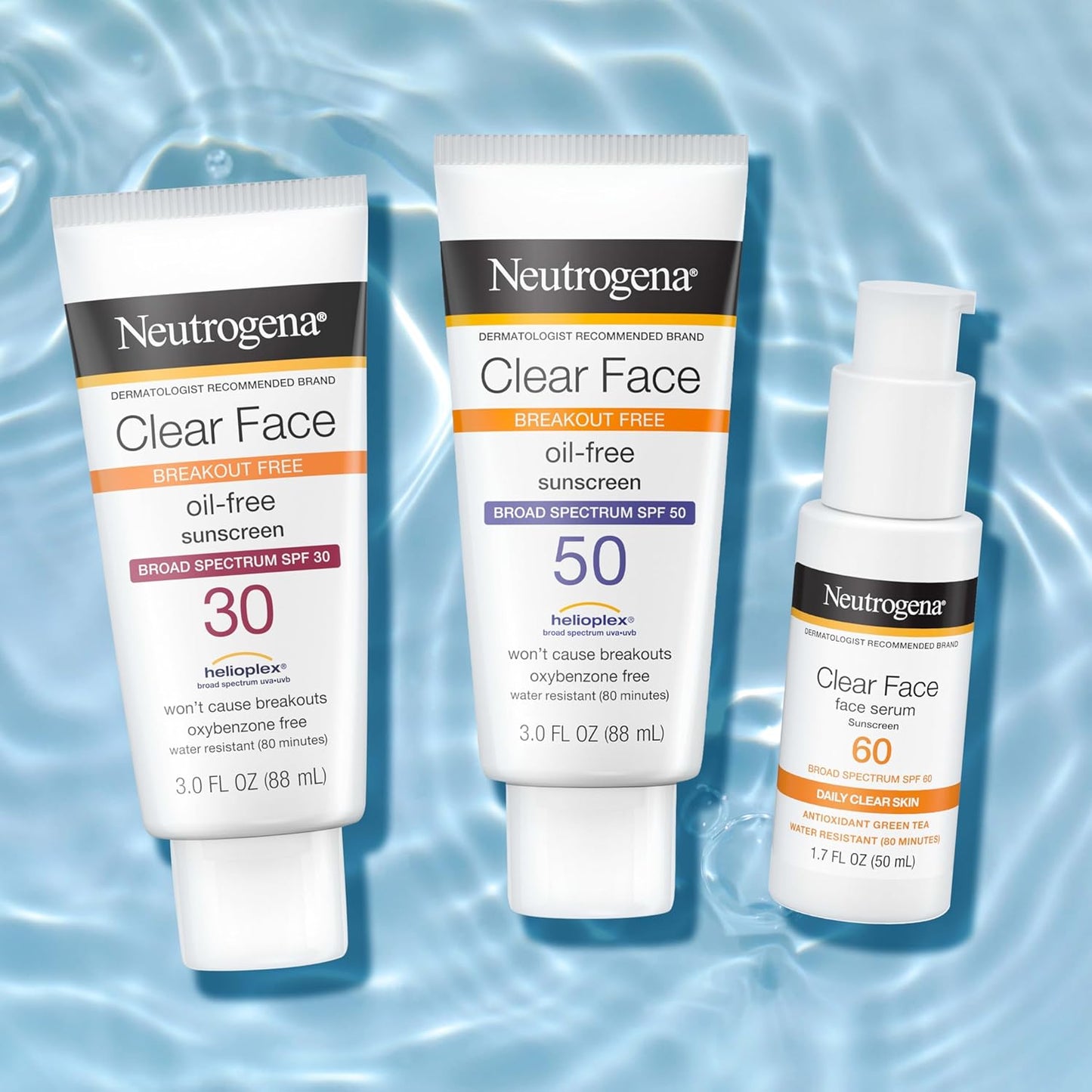 Neutrogena Clear Face Serum Sunscreen with Green Tea – Morning Skincare Ritual for Daily UVA/UVB Defense