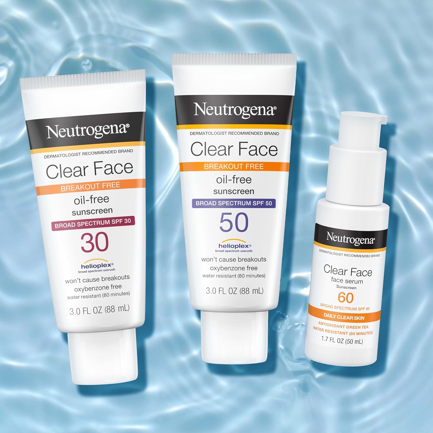 Neutrogena Clear Face Serum Sunscreen with Green Tea – Morning Skincare Ritual for Daily UVA/UVB Defense