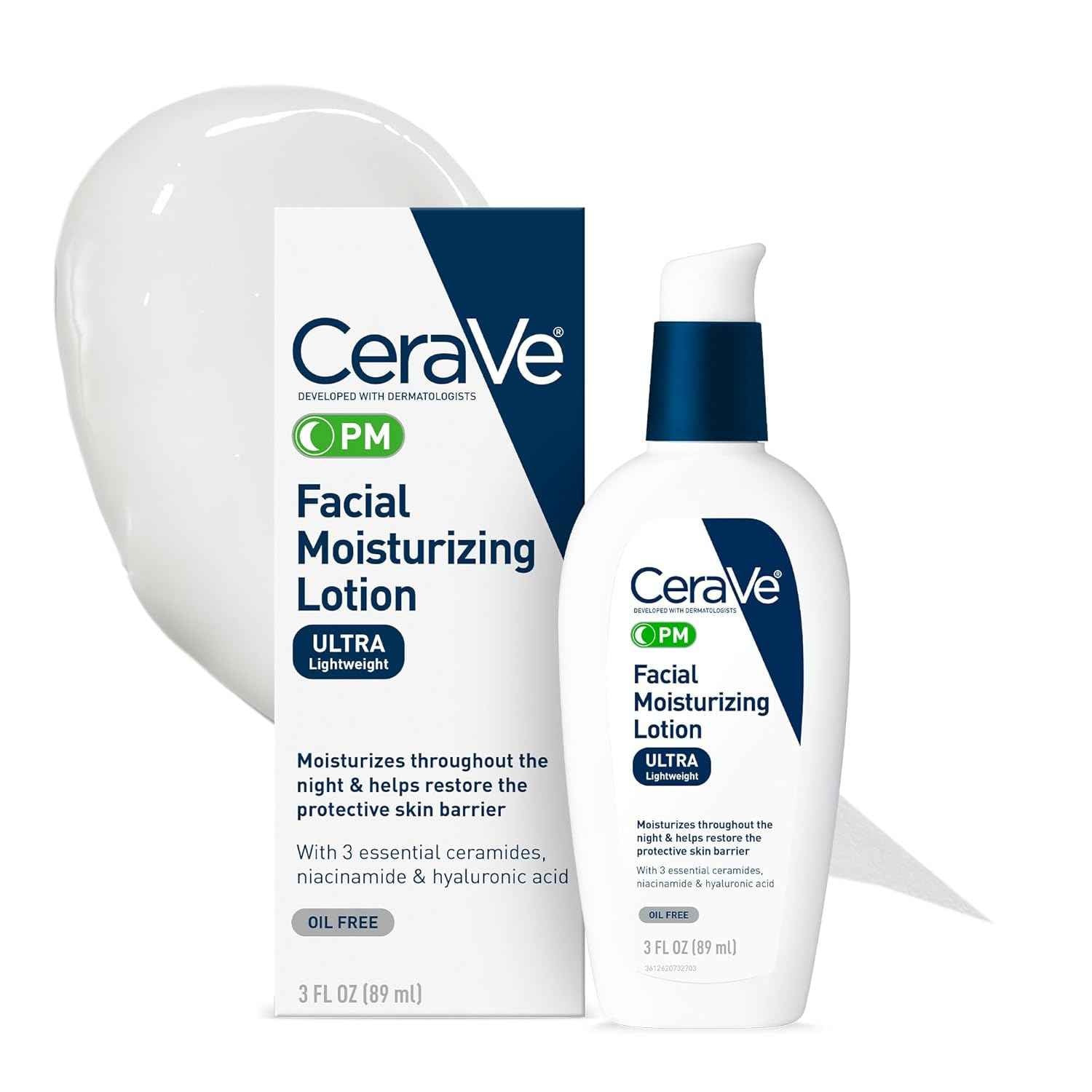 CeraVe PM Facial Moisturizer – Clean, Oil-Free Night Cream for Simple Skincare