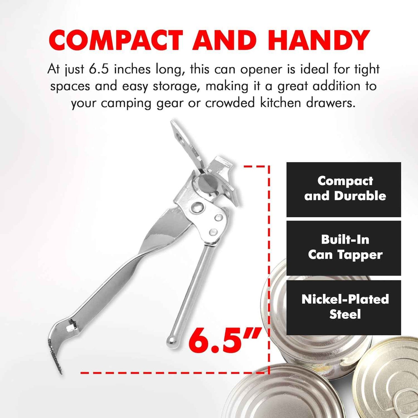 Chef Craft Select Can Opener with Tapper – Portable Manual Opener for Camping, Picnic Table, and RV Kitchens