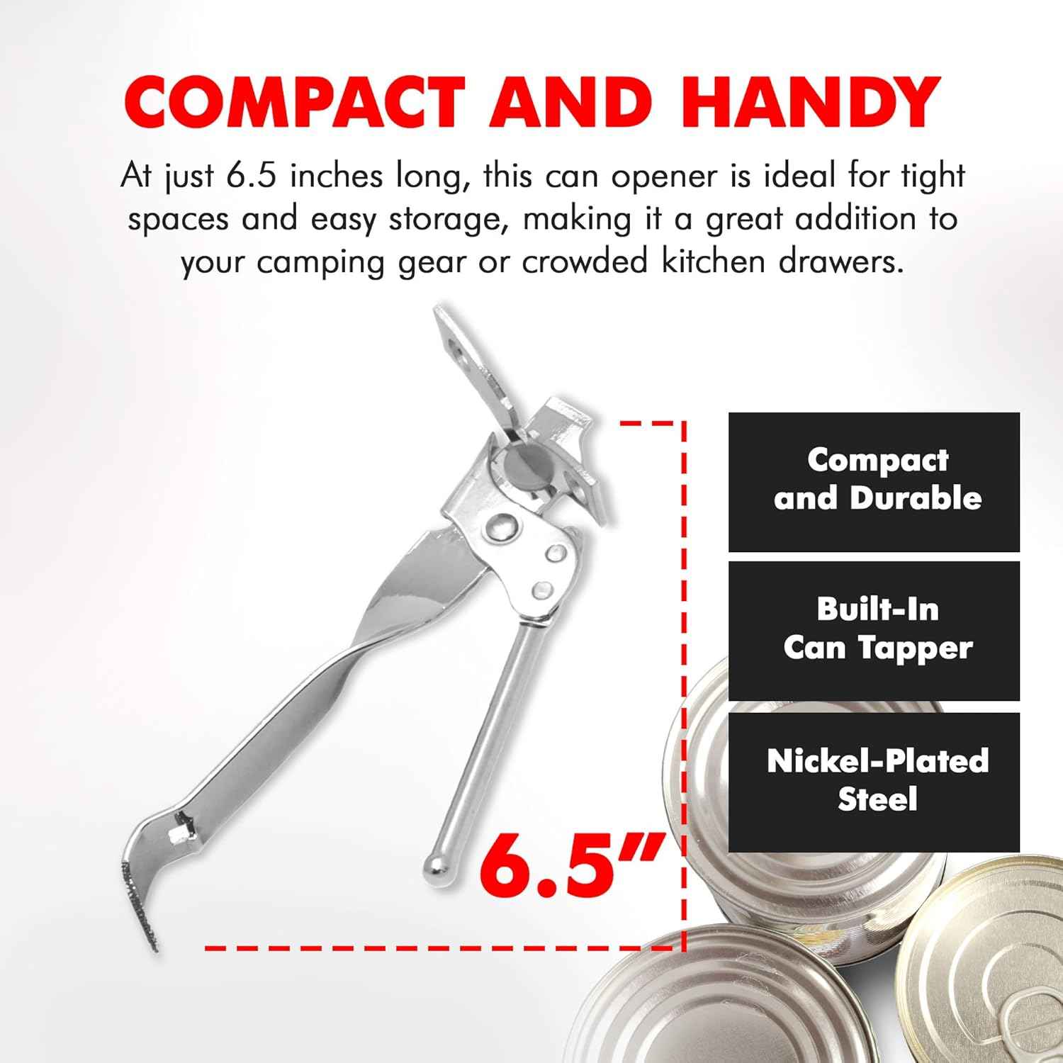 Chef Craft Select Can Opener with Tapper – Portable Manual Opener for Camping, Picnic Table, and RV Kitchens